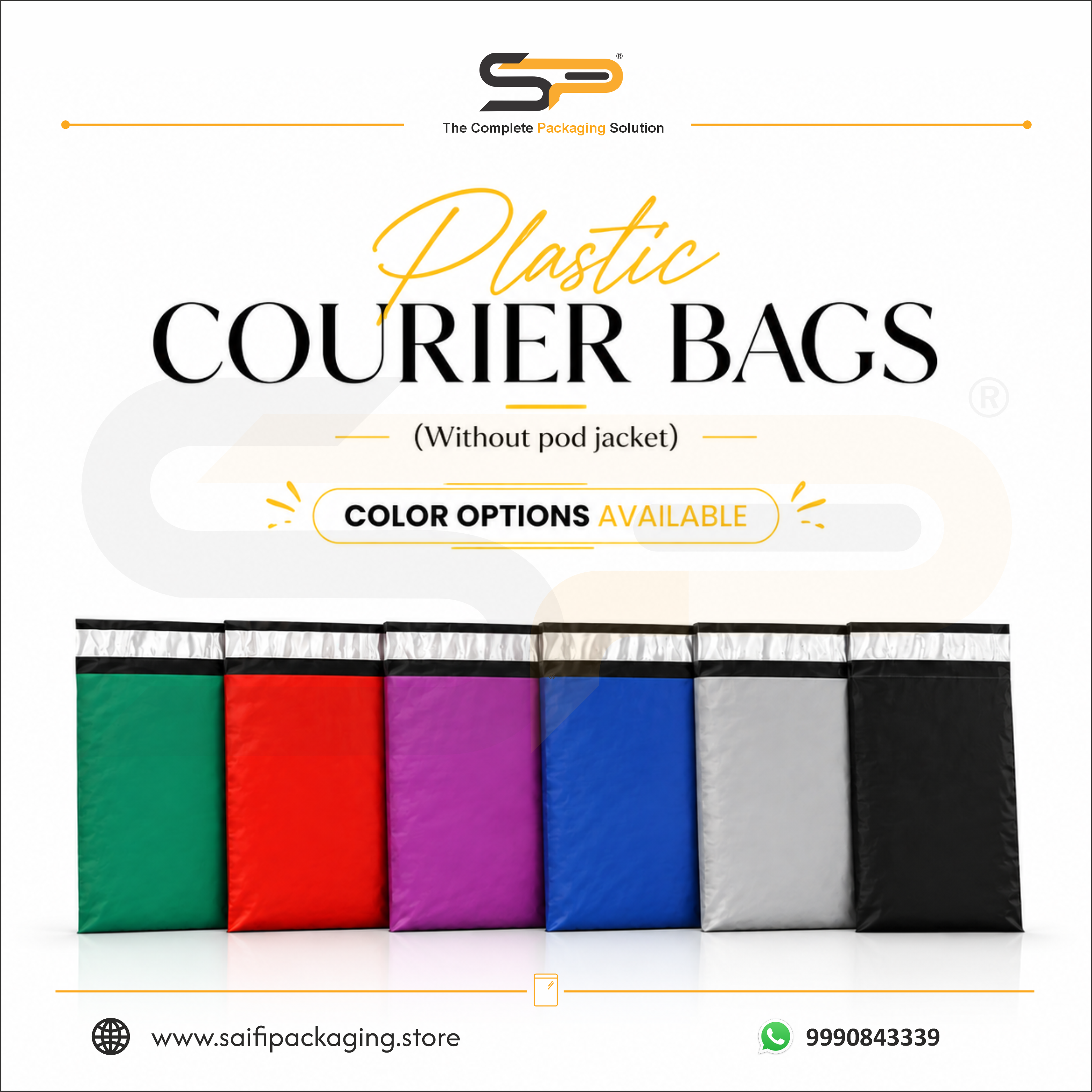 Plain Plastic Courier/Mailer/Shipping Bags without POD Jacket