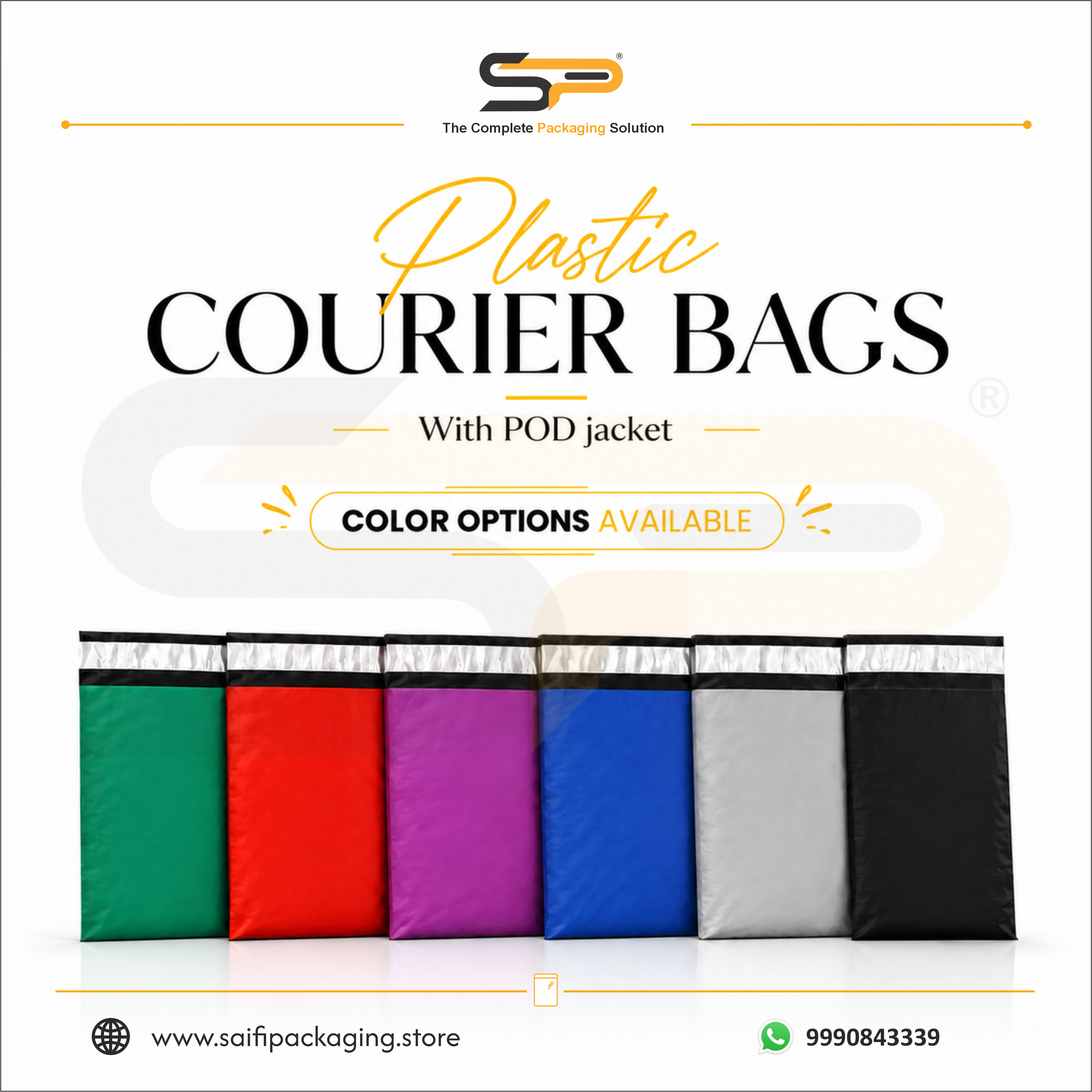 Plain Plastic Courier/Mailer/Shipping Bags with POD Jacket