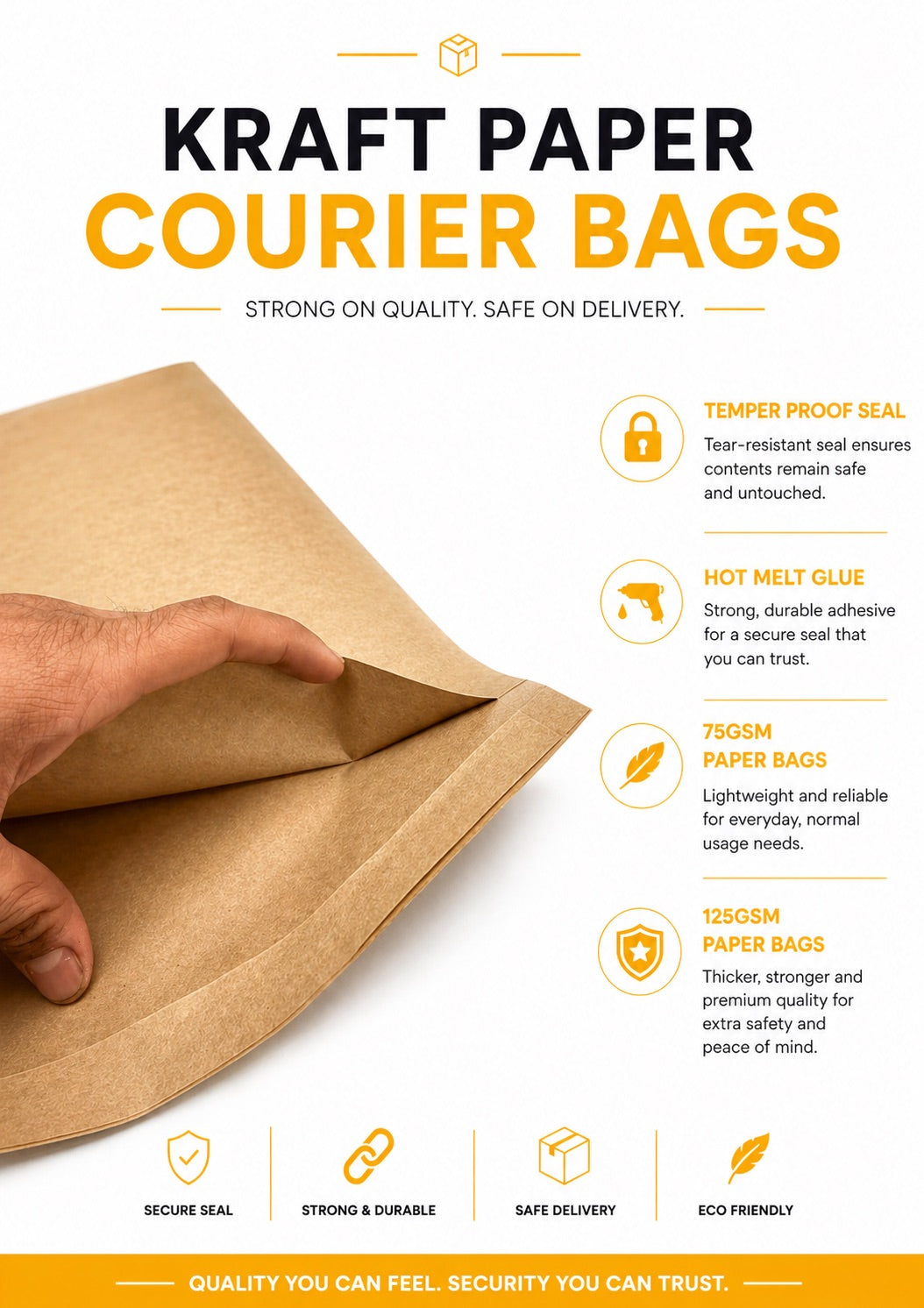 Plain Kraft Mailer Bag with water resistant coating