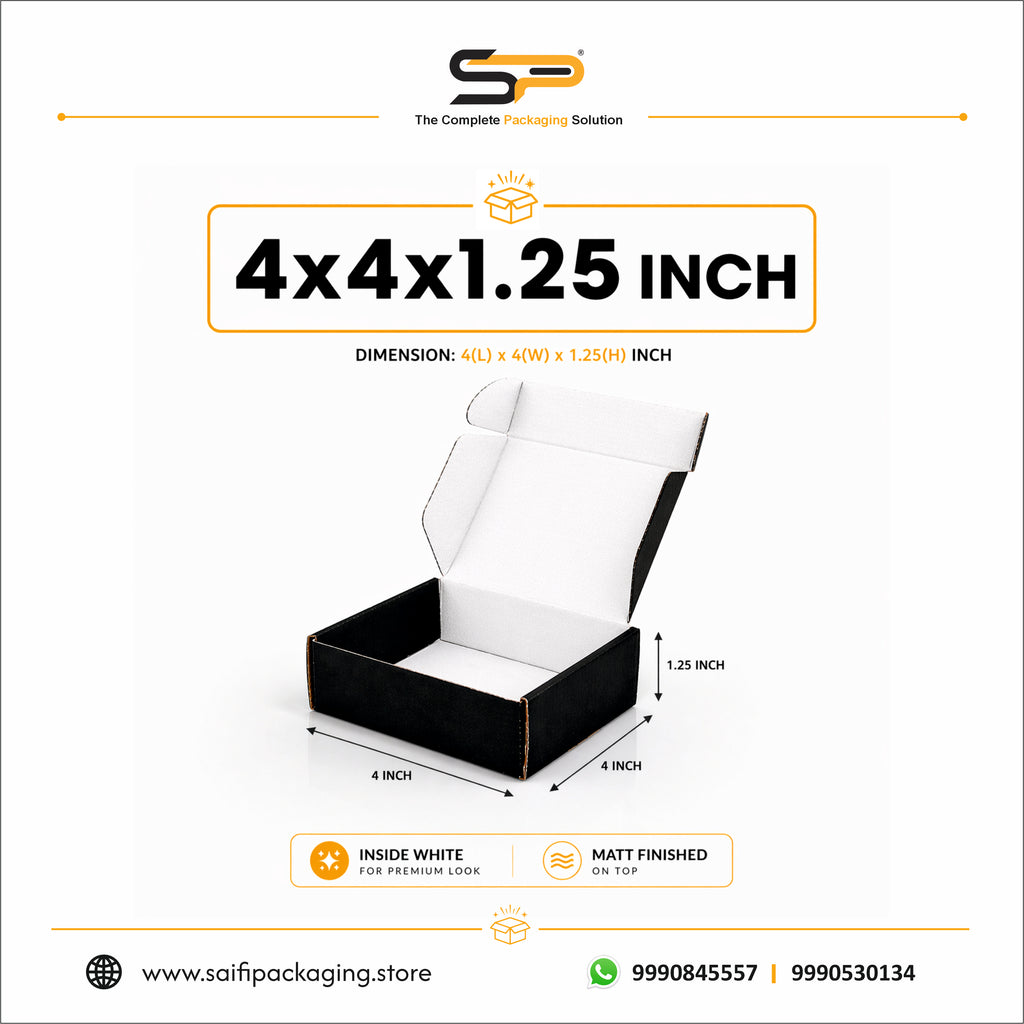 (4x4x1.25 inch) Plain Corrugated Mailer Box 3ply - Inside White (SL-15)