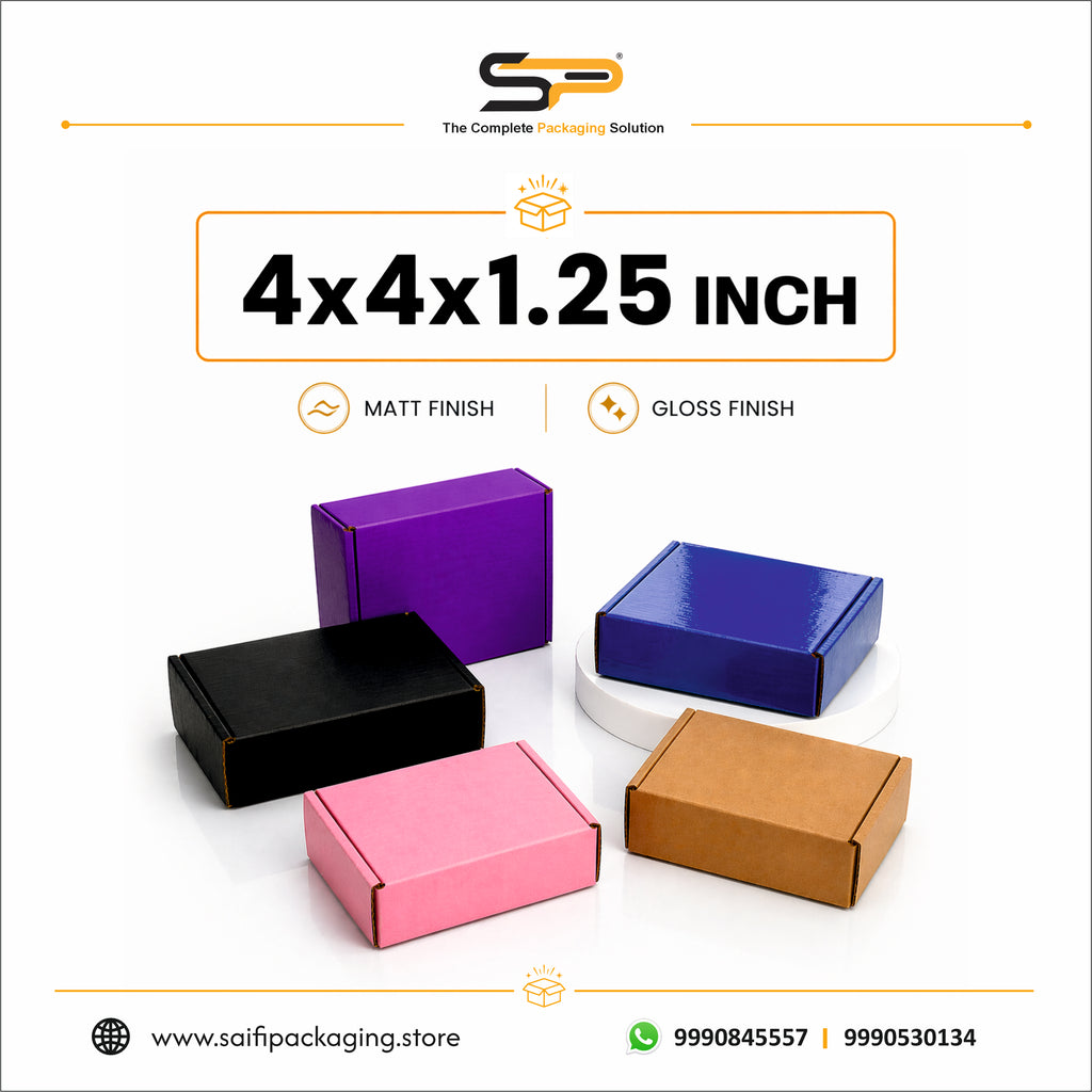 (4x4x1.25 inch) Plain Corrugated Mailer Box 3ply - Inside White (SL-15)
