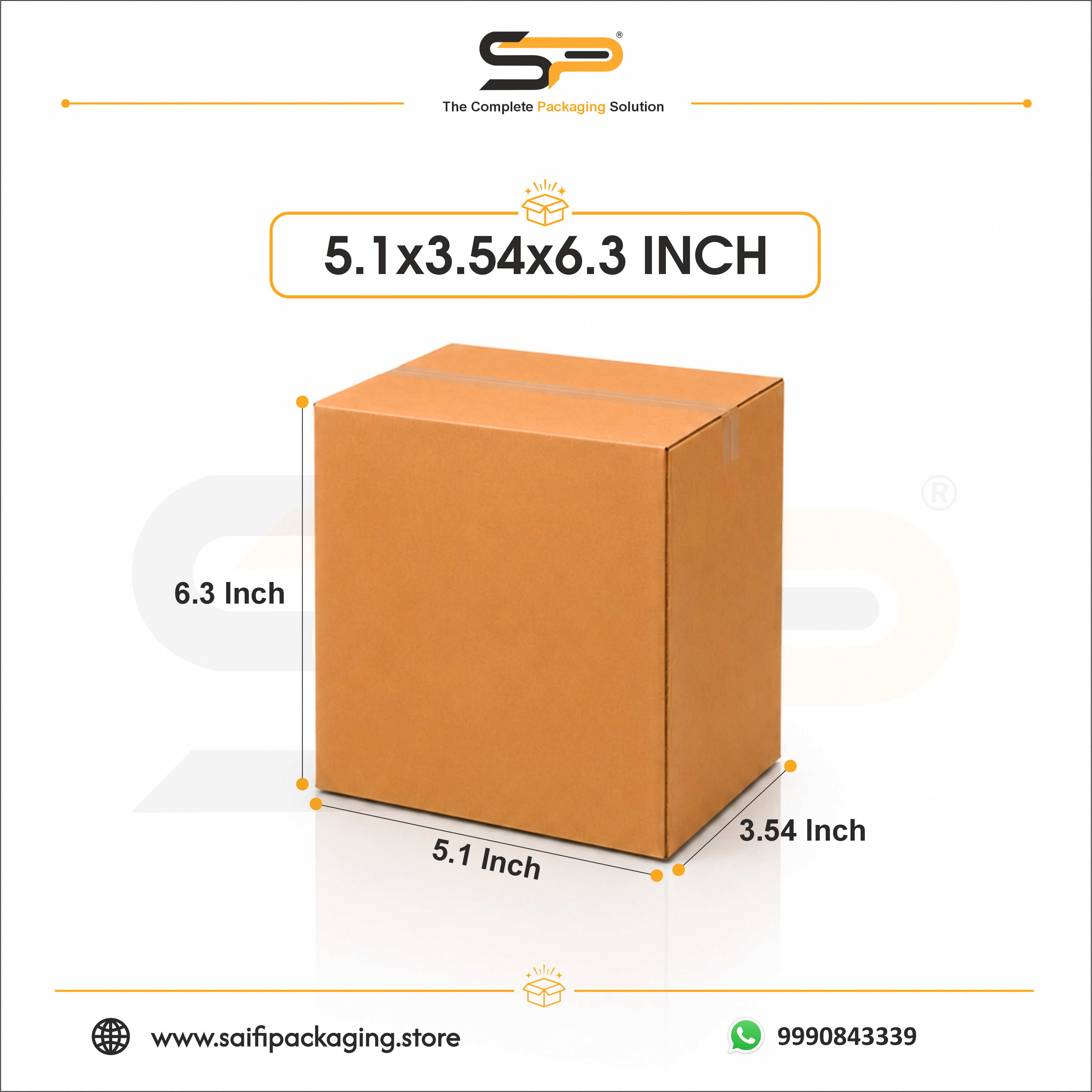 (5.1 x 3.54 x 6.3") Universal Corrugated Box - 3Ply (TB-7)