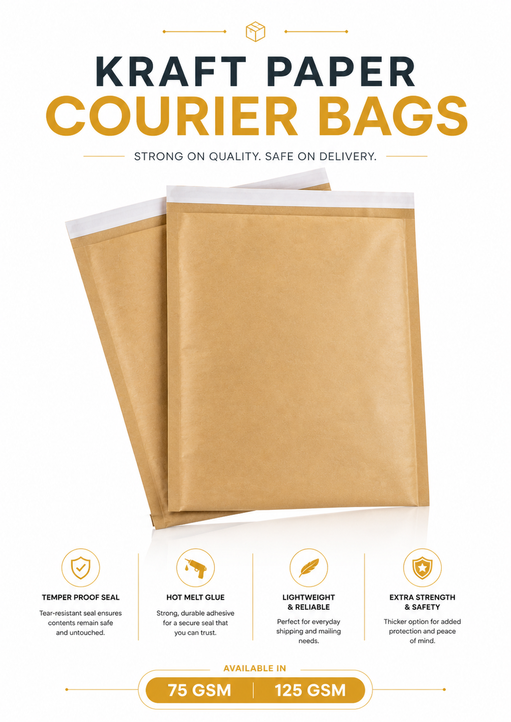 Plain Kraft Mailer Bag with water resistant coating