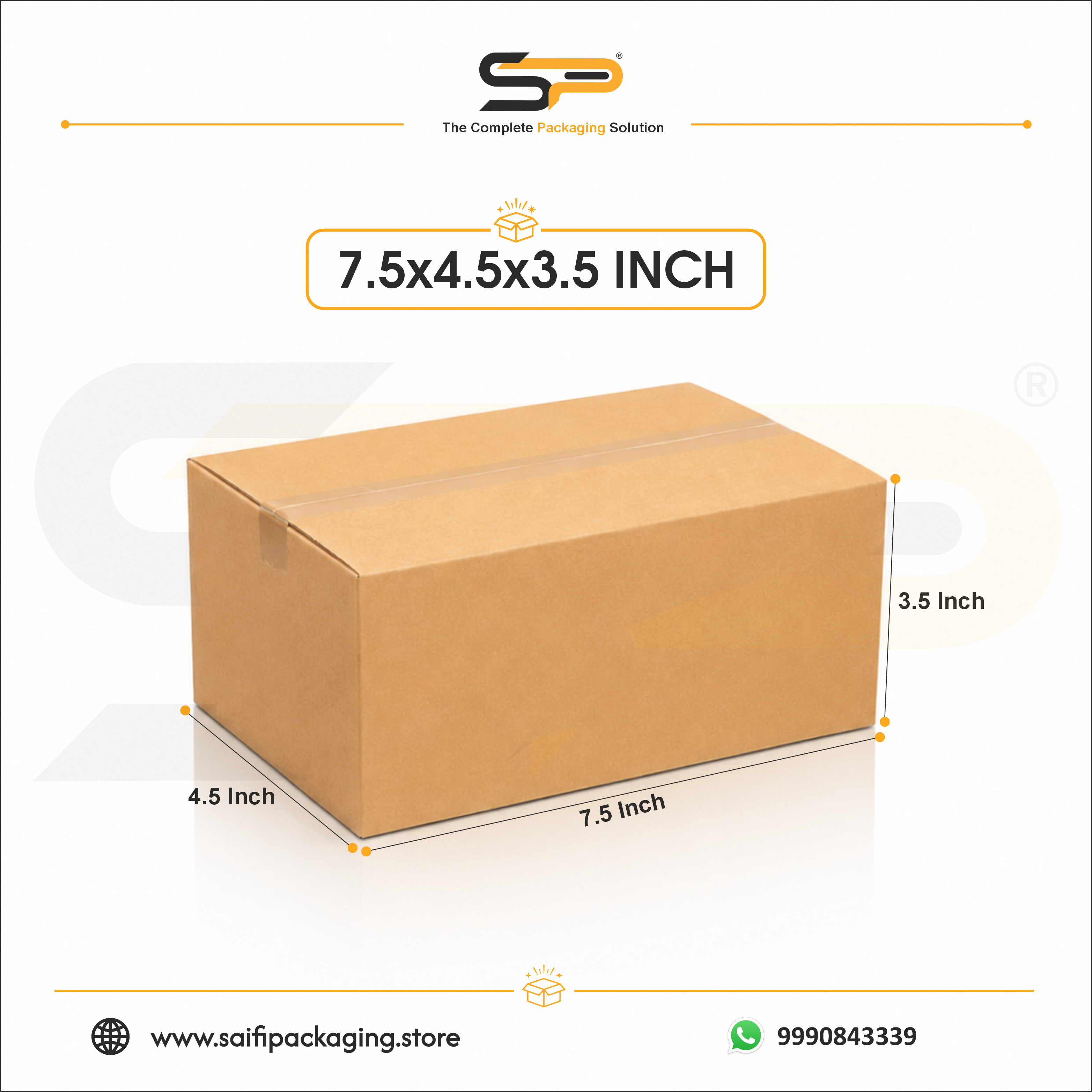 (7.5 x 4.5 x 3.5 ") Universal Corrugated Box - 3Ply (TB-77)