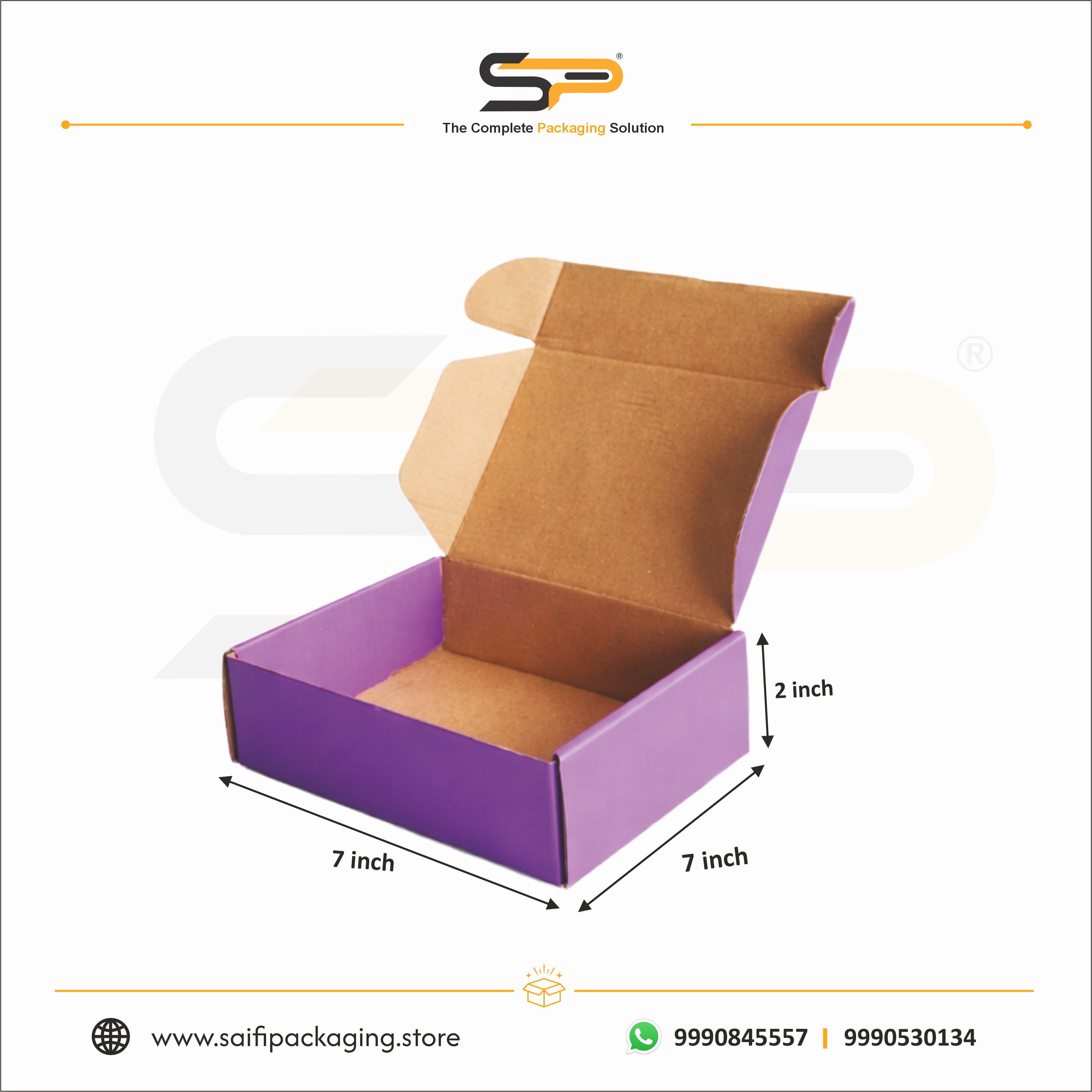 (7x7x2 inch) Plain Corrugated Mailer Box 3ply (SL-38)