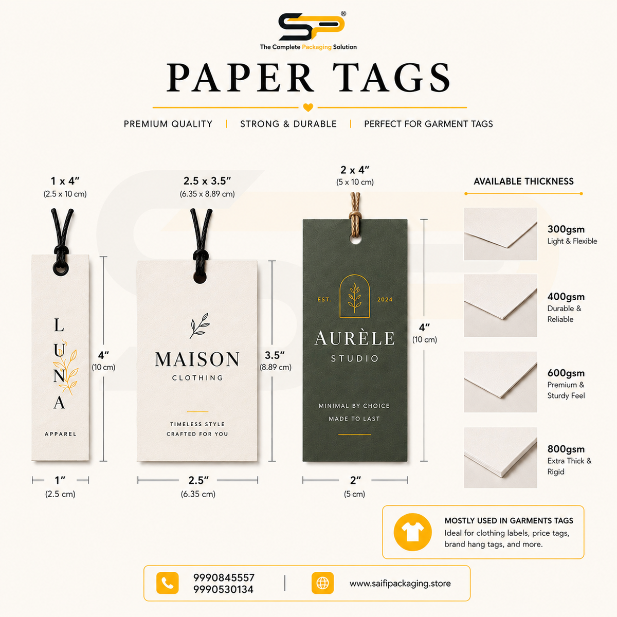 Paper Tags - Two side print 300 GSM Without Eyelet