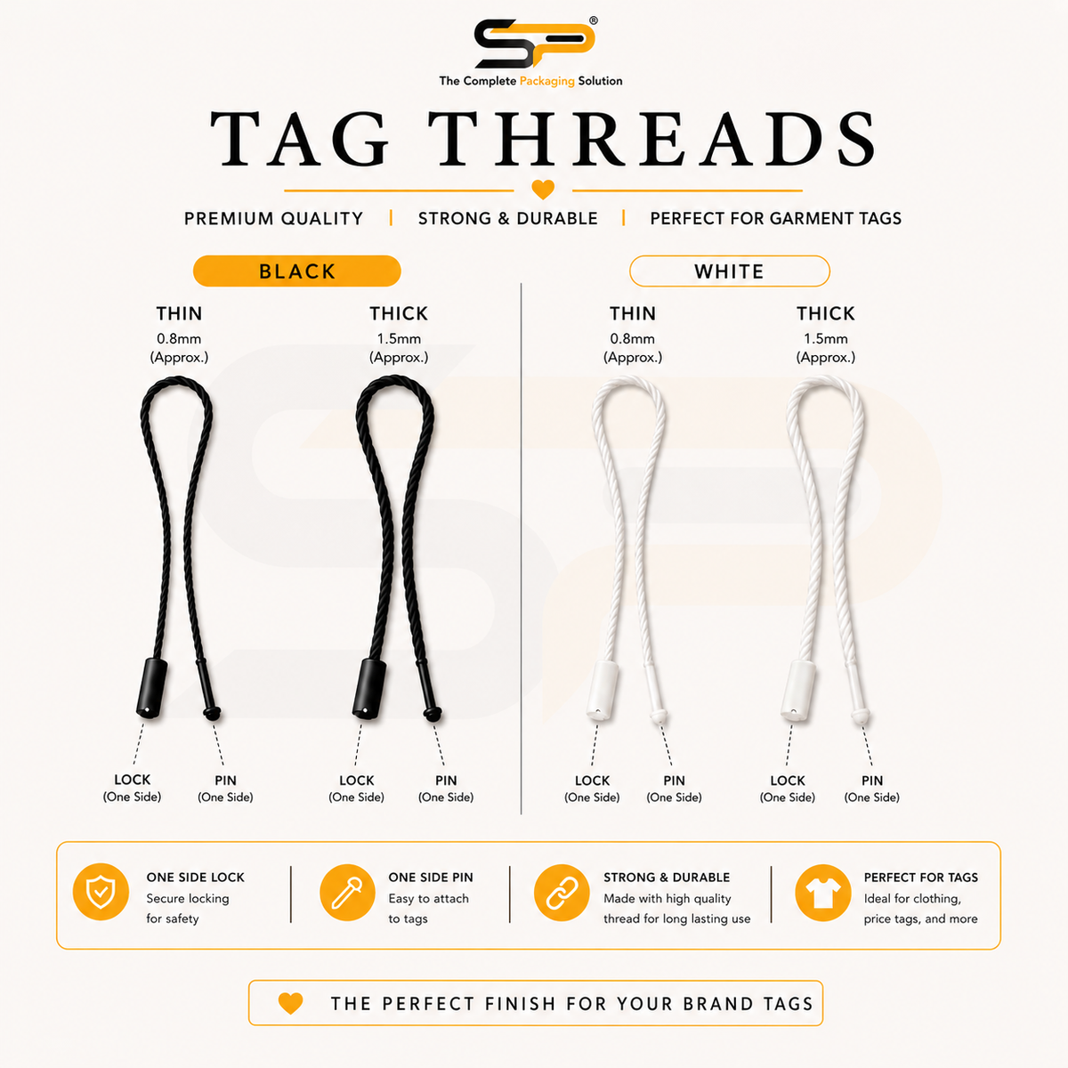 Black Threads for Tags - Pack of 1000pcs