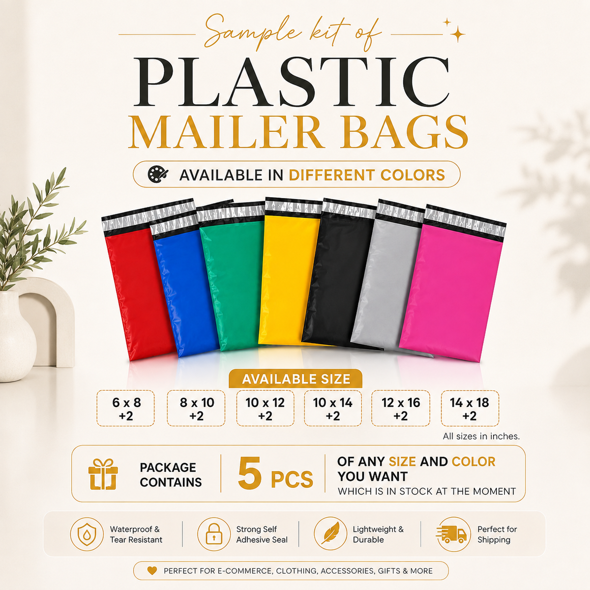 Sample Kit of Plastic Mailer Bags