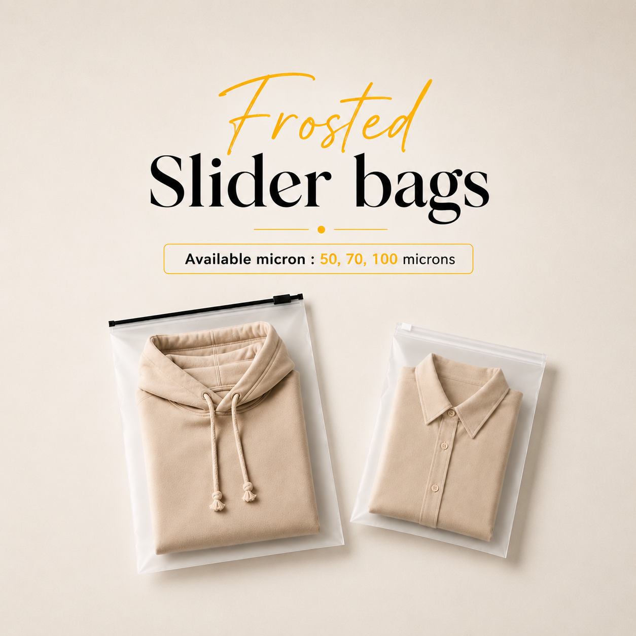 Frosted Slider Bag (White Zipper)