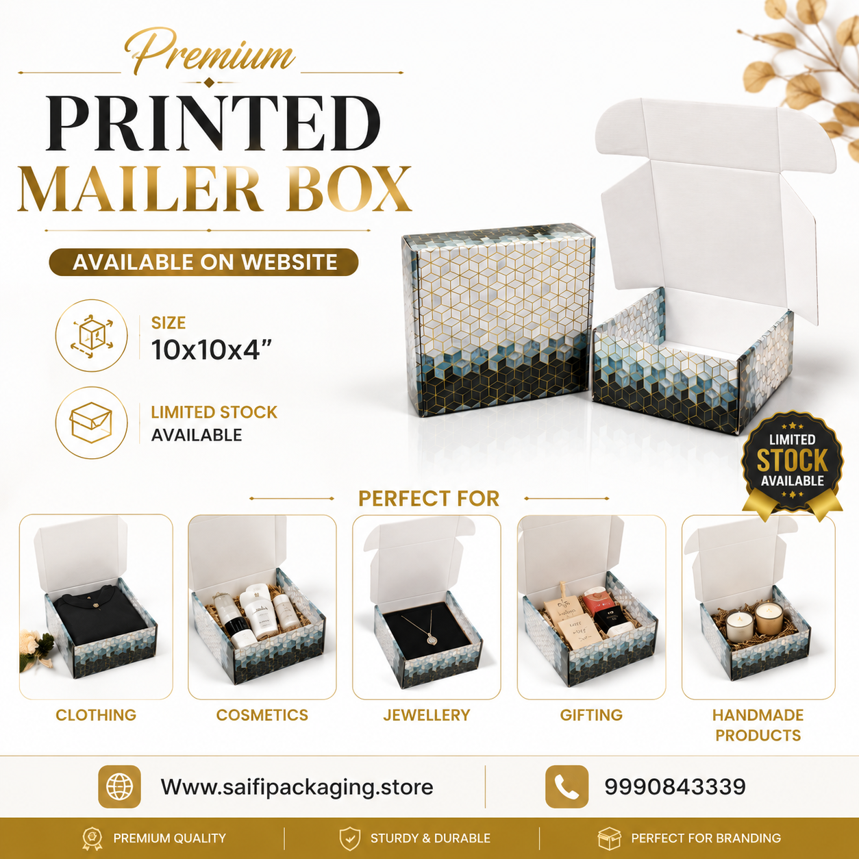 10x10x4” Premium Printed Gift mailer box