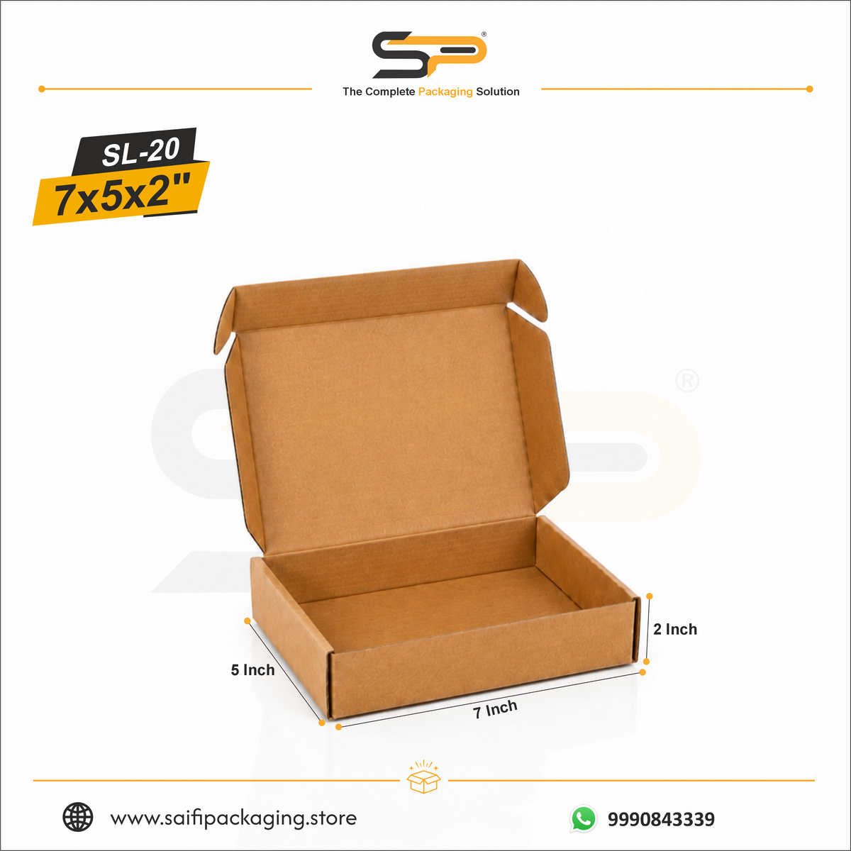 (7x5x2 inch) Plain Corrugated Mailer Box 3ply (SL-20)