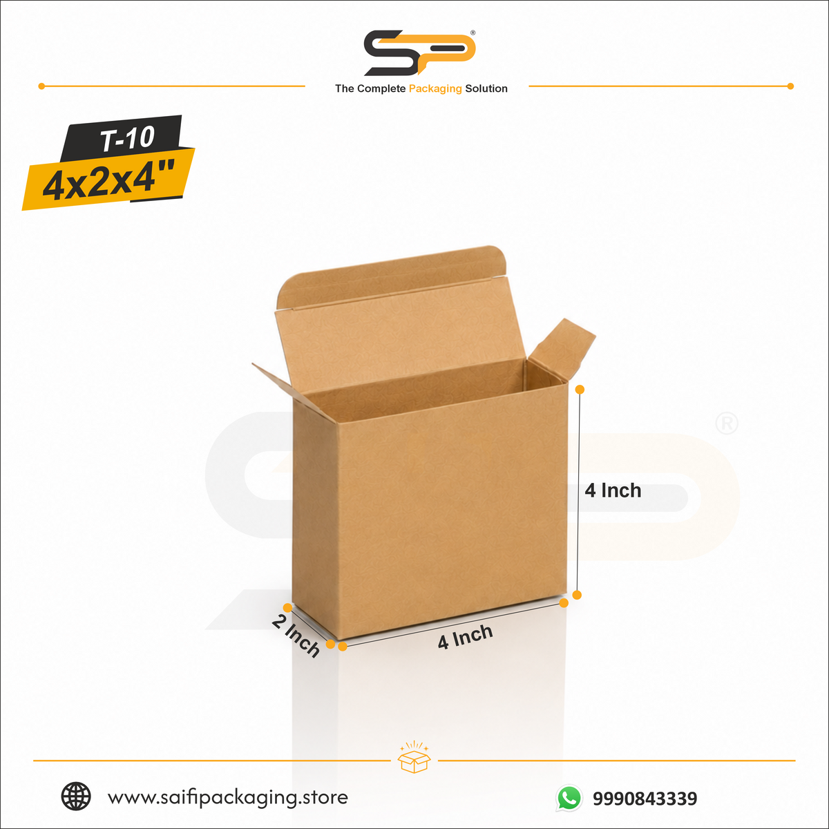 (4 x 2 x 4") Tuck End Corrugated Box - 3Ply (T-10)