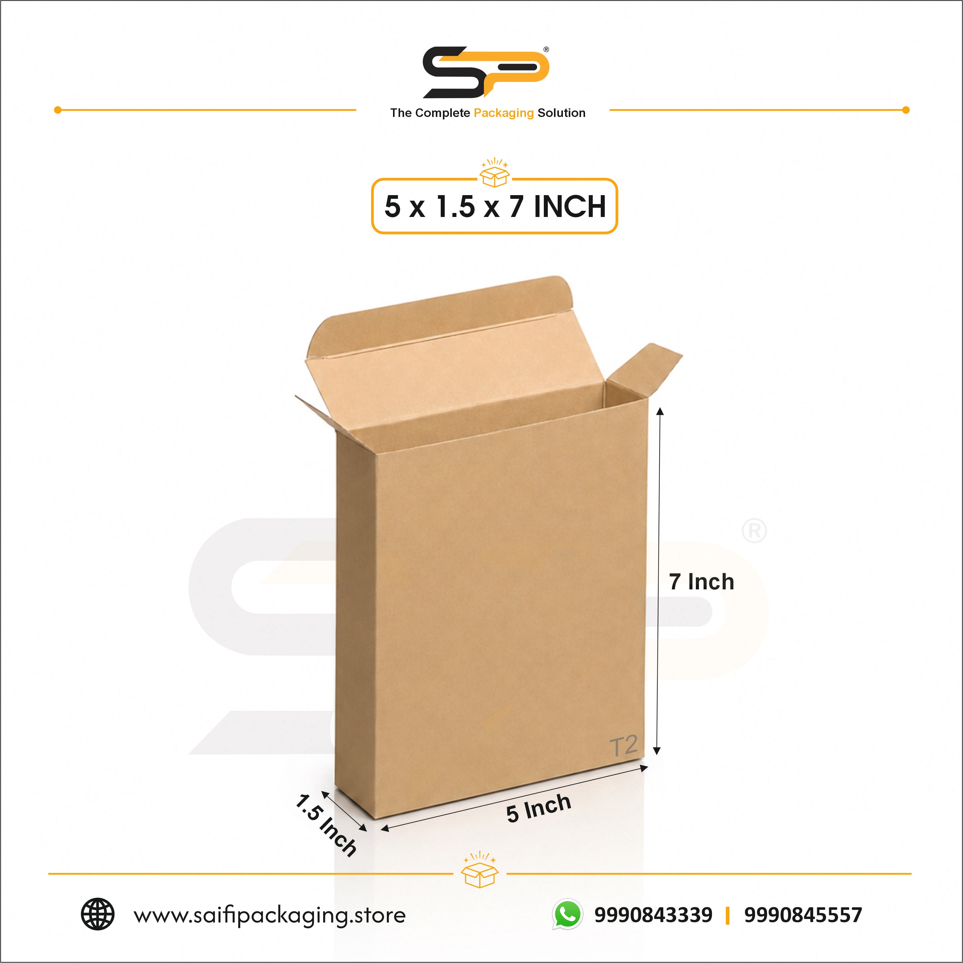 (5 x 1.5 x 7")  Tuck End Corrugated Box - 3Ply (T-2)