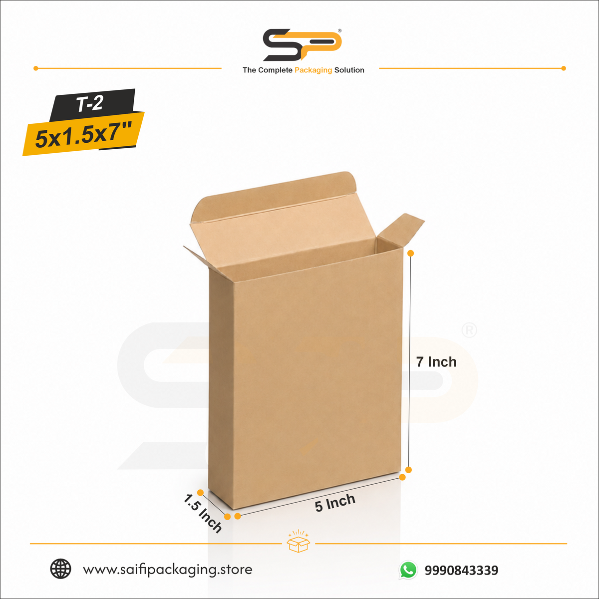 (5 x 1.5 x 7")  Tuck End Corrugated Box - 3Ply (T-2)