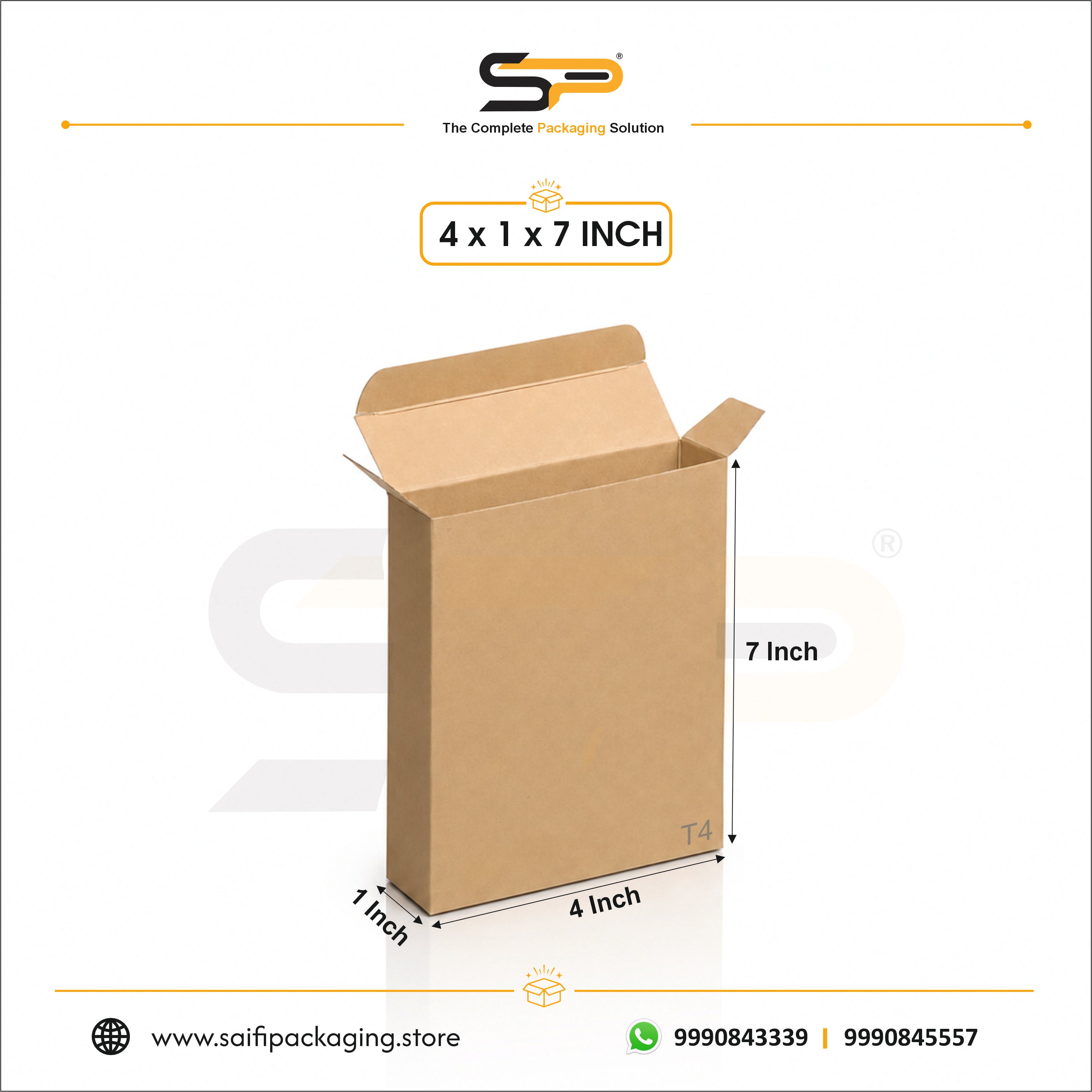 (4 x 1 x 7")  Tuck End Corrugated Box - 3Ply (T-4)