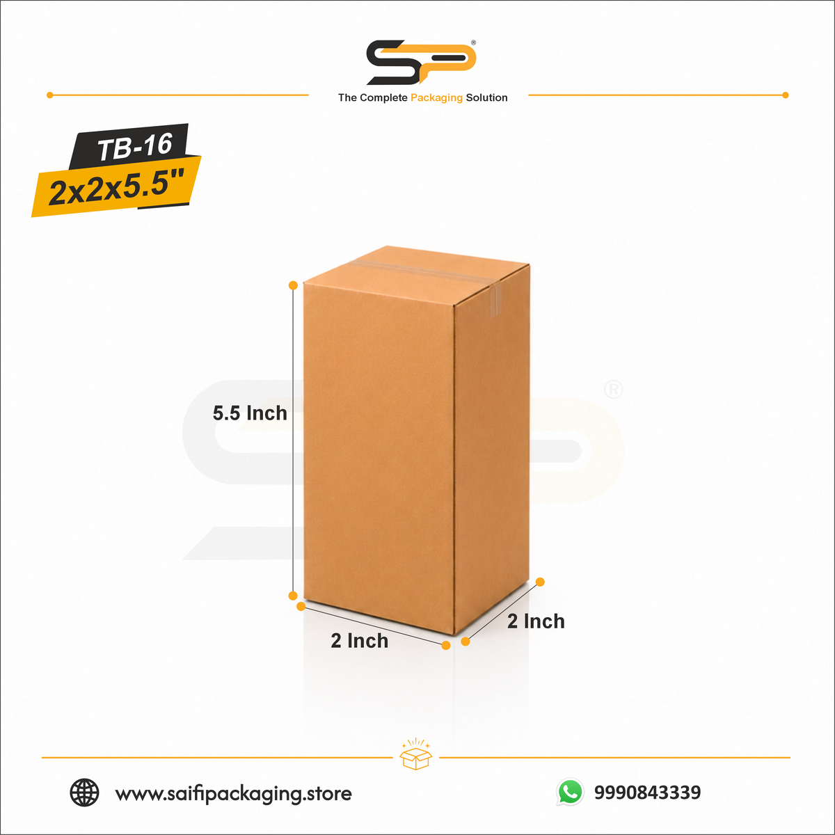 (2 x 2 x 5.5") Universal Corrugated Box - 3Ply (TB-16)