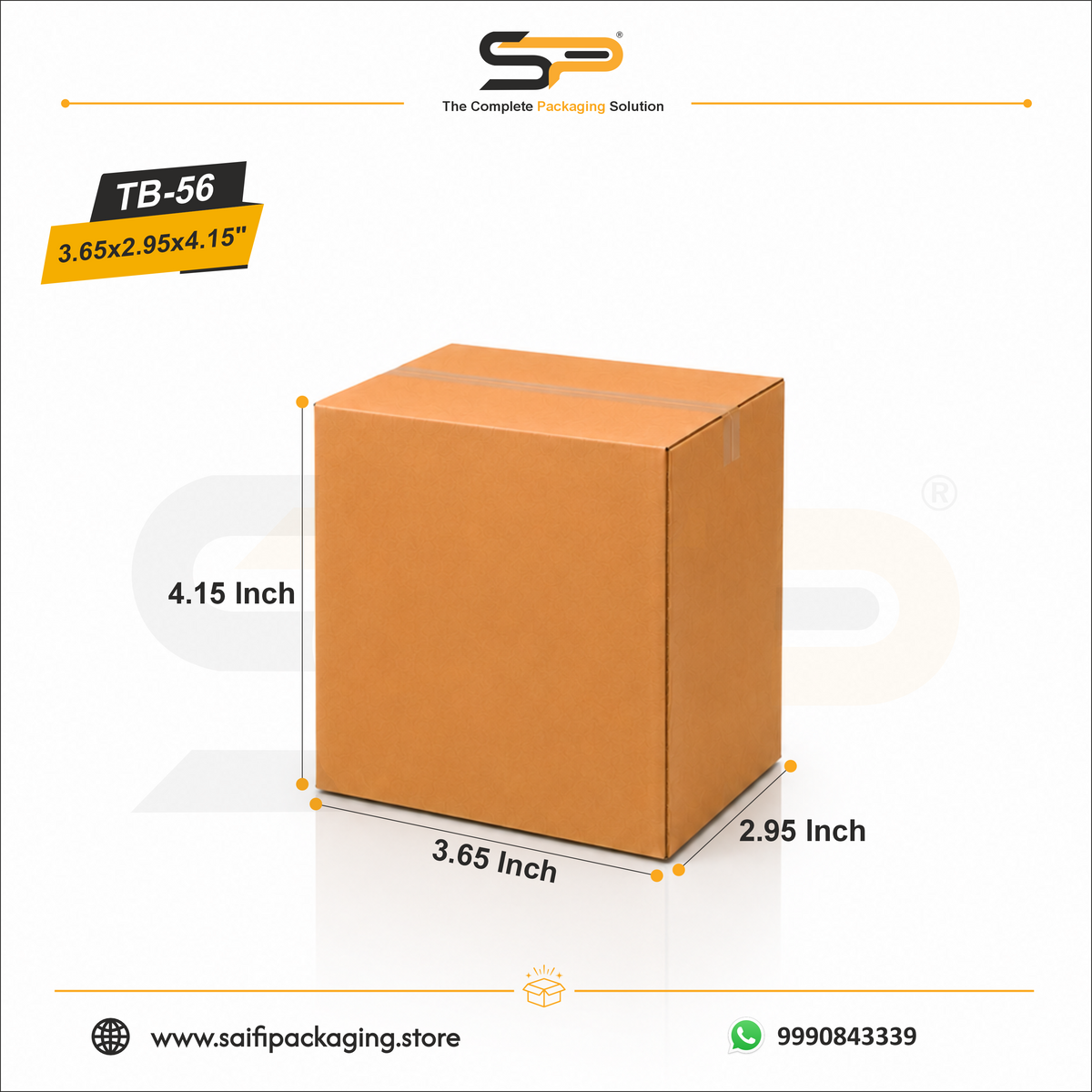 (3.65 x 2.95 x 4.15 ") Universal Corrugated Box - 3Ply (TB-56)
