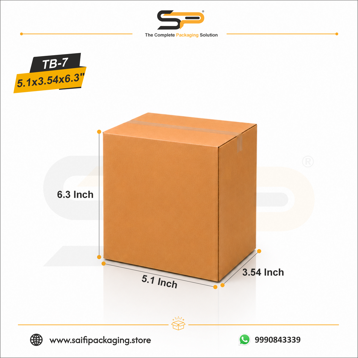 (5.1 x 3.54 x 6.3") Universal Corrugated Box - 3Ply (TB-7)