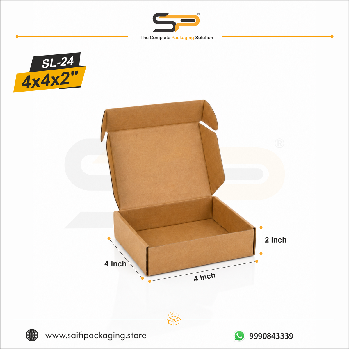 (4x4x2 inch) Plain Corrugated Mailer Box 3ply (SL-24)