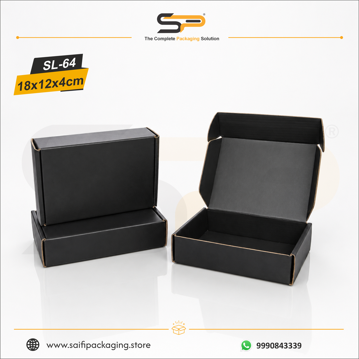 Black Mailer Box (18x12x4 cm) Matt Finish (SL-64)
