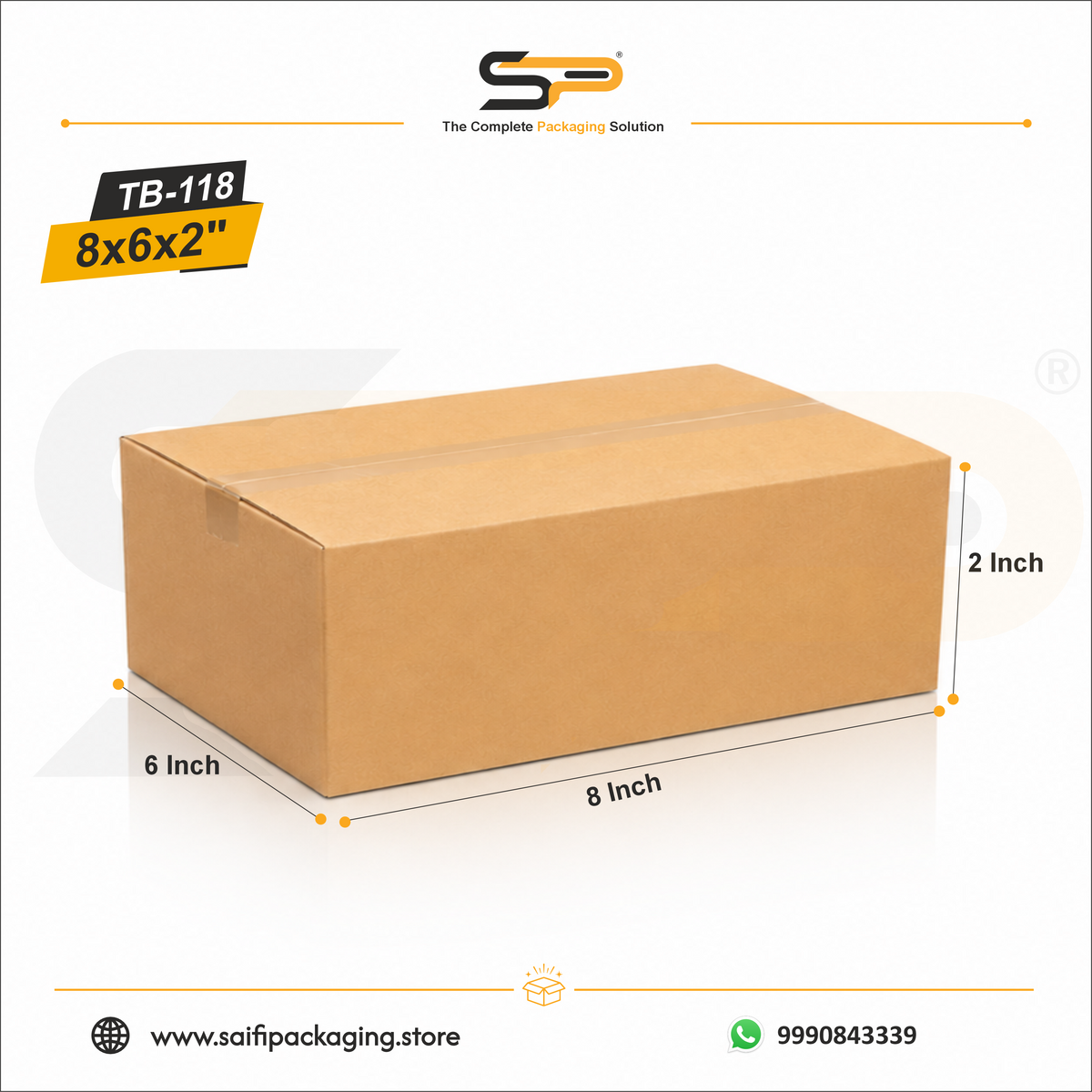 (8 x 6 x 2") Universal Corrugated Box - 3Ply (TB-118)