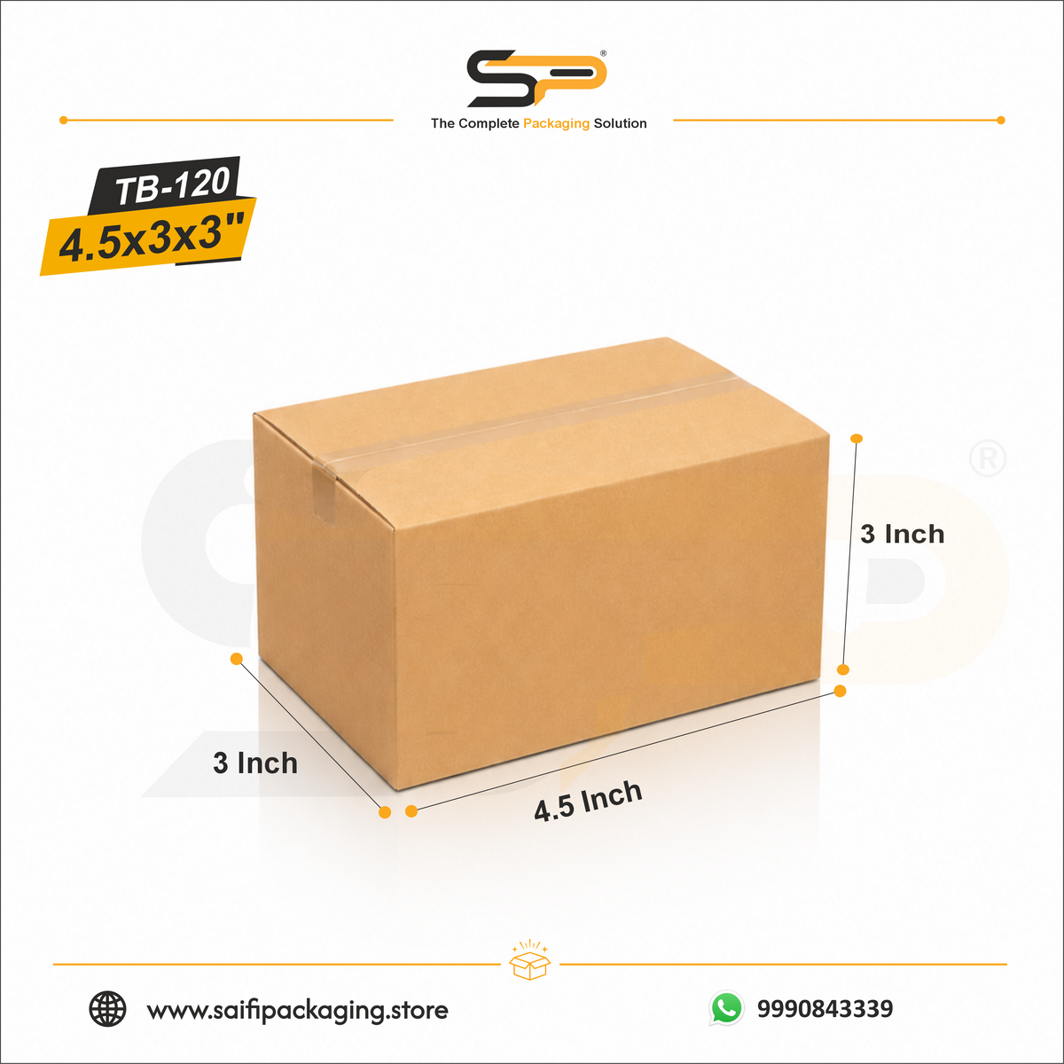 (4.5 x 3 x 3") Universal Corrugated Box - 3Ply (TB-120)